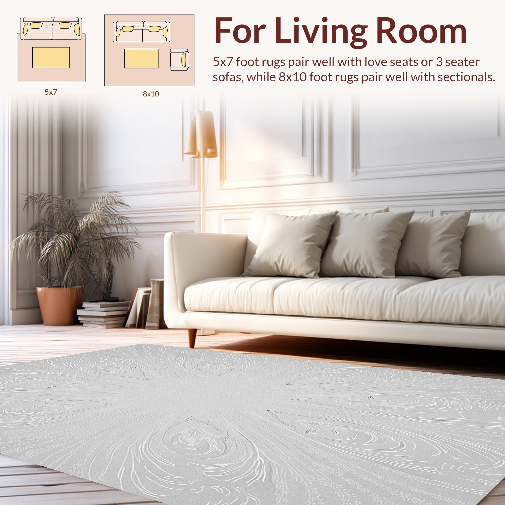 Radiant Swirls And Feather Accents Design Rug