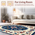 Vibrant Floral Medallion Border Design Rug