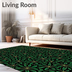 Green Floral Scatter Garden Rug