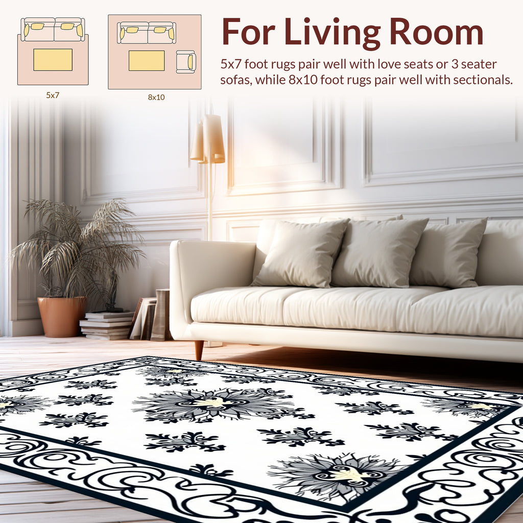 Classic Floral Swirl Ornament Design Rug