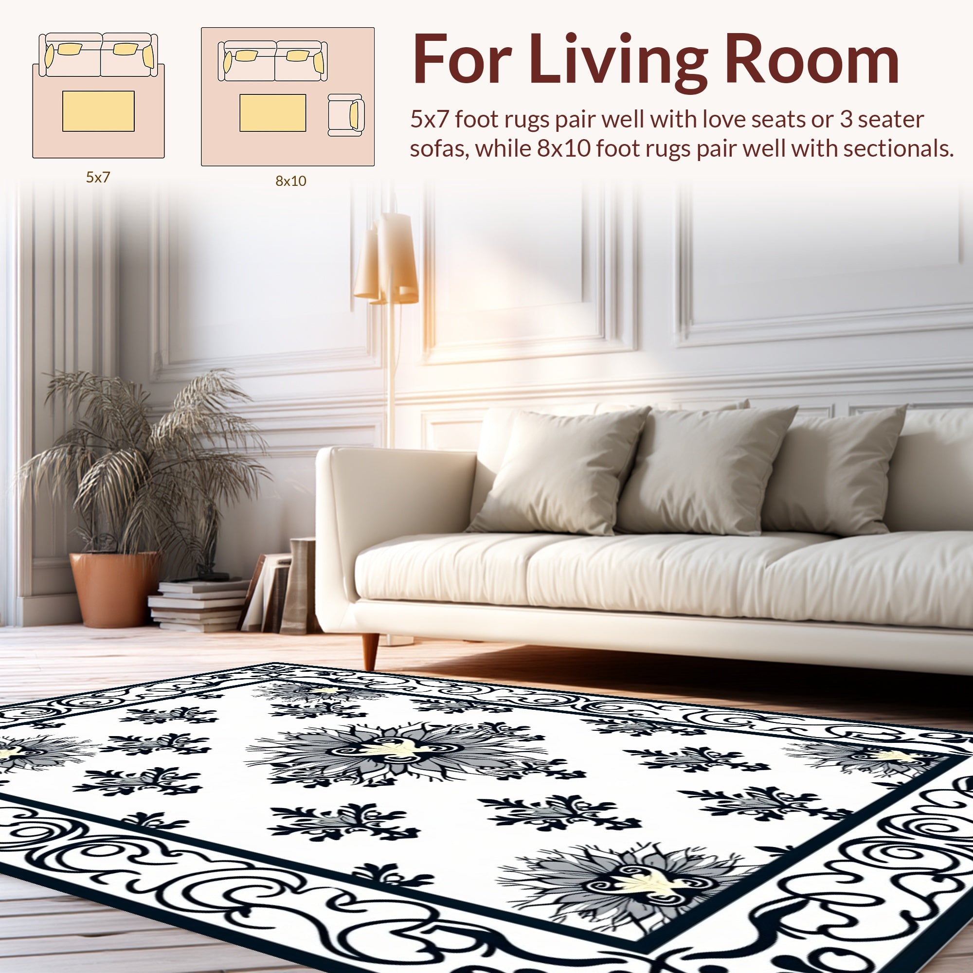 Classic Floral Swirl Ornament Design Rug