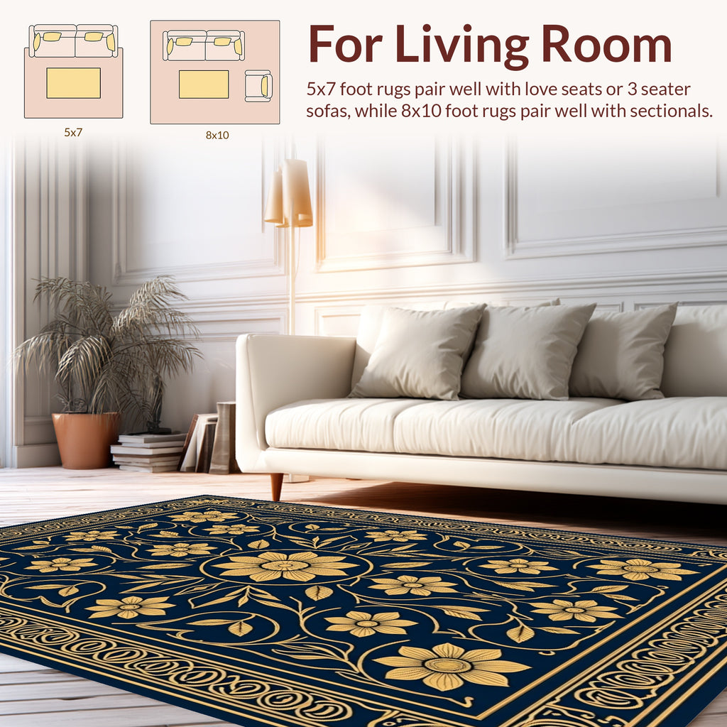 Intricate Floral Vine Patterned Rug