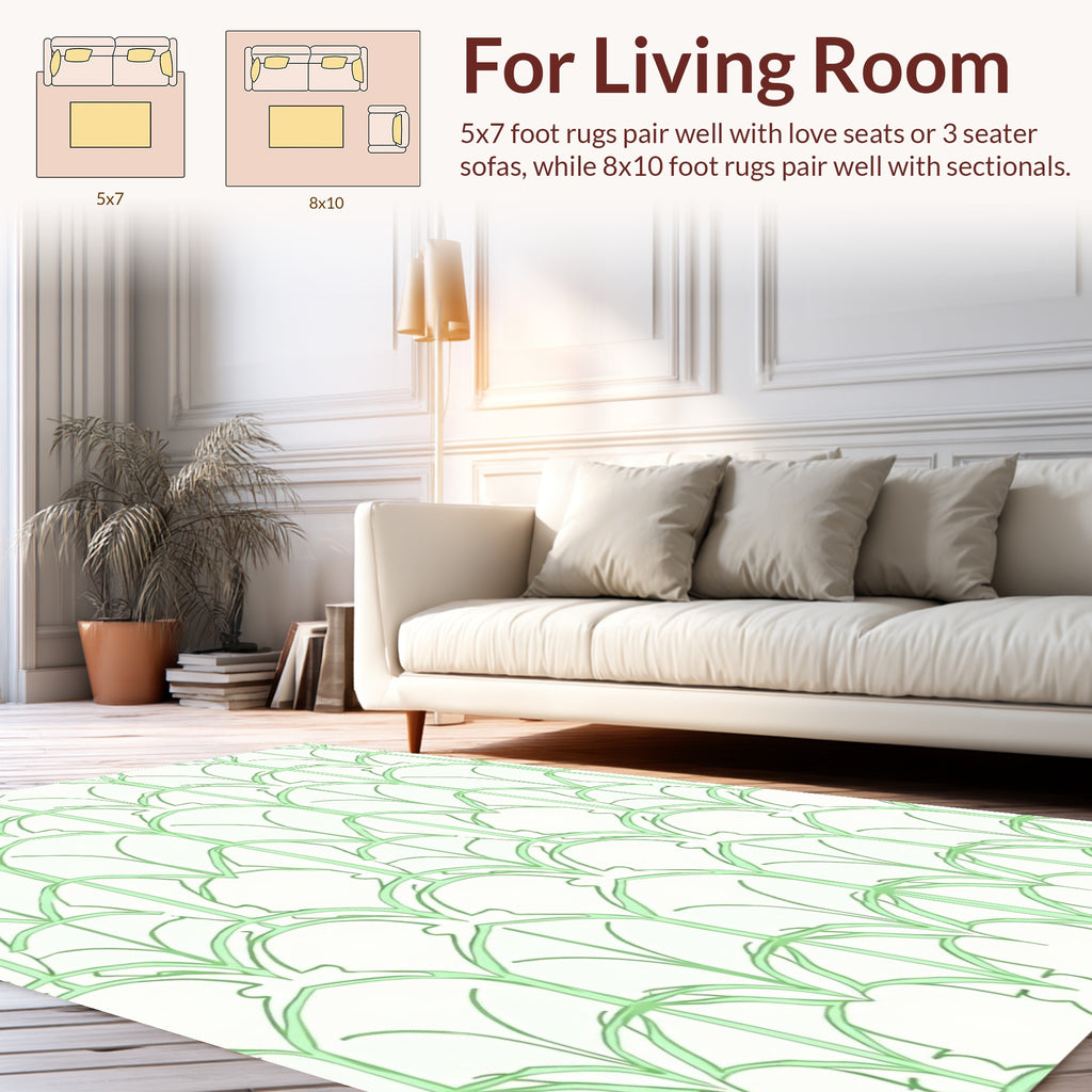 Green Art Deco Fan Motif Rug