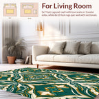 Emerald Gold Floral Mandala Pattern Rug