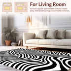 Optic Wave Black White Pattern Rug