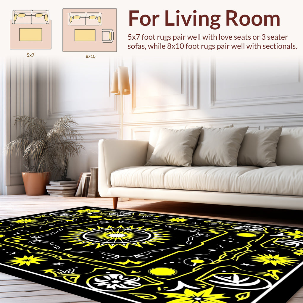 Bold Sun Floral Graphic Design Rug