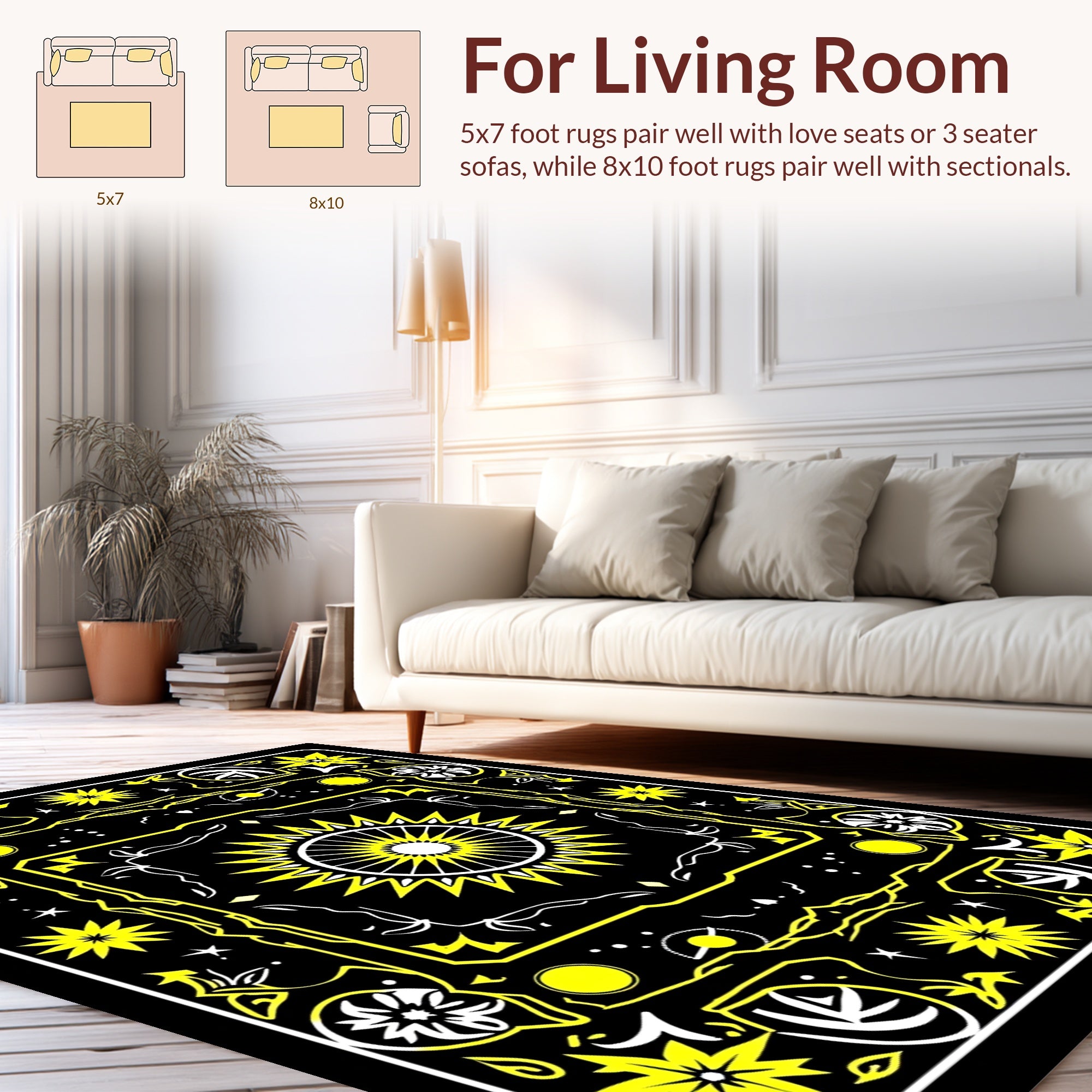 Bold Sun Floral Graphic Design Rug