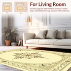 Cream Brown Ornate Floral Medallion Rug