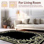 Cream Baroque Swirl Border Design Rug