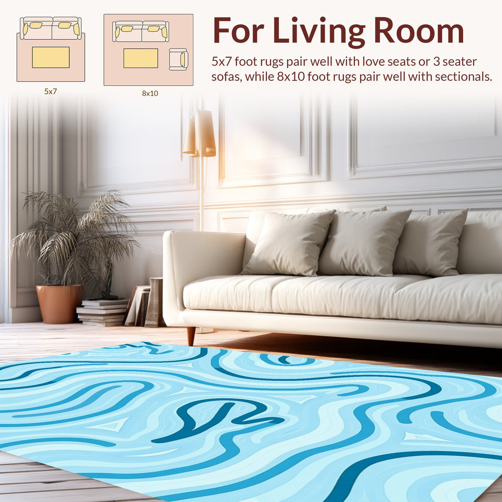 Oceanic Swirl Pattern Design Rug