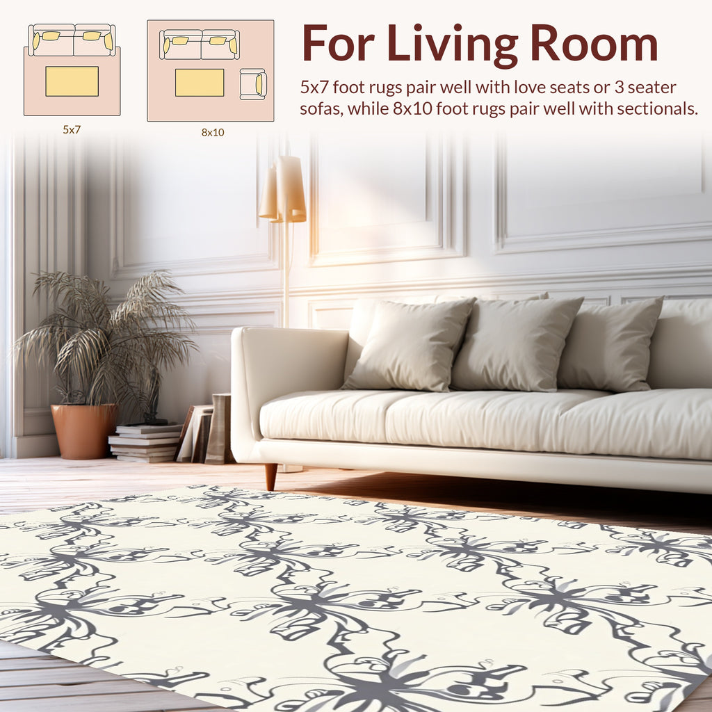 Abstract Butterfly Motif Pattern Rug