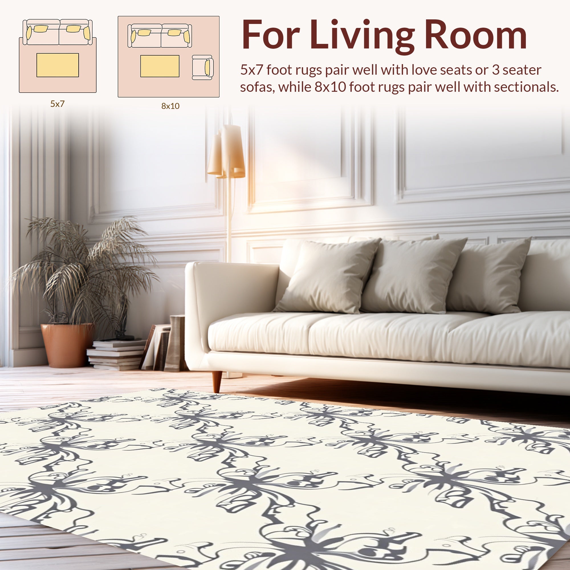 Abstract Butterfly Motif Pattern Rug