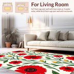 Bold Red Floral Vine Pattern Rug