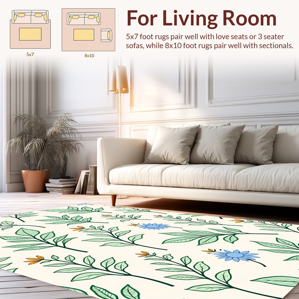 Botanical Foliare Floral Pattern Design Rug