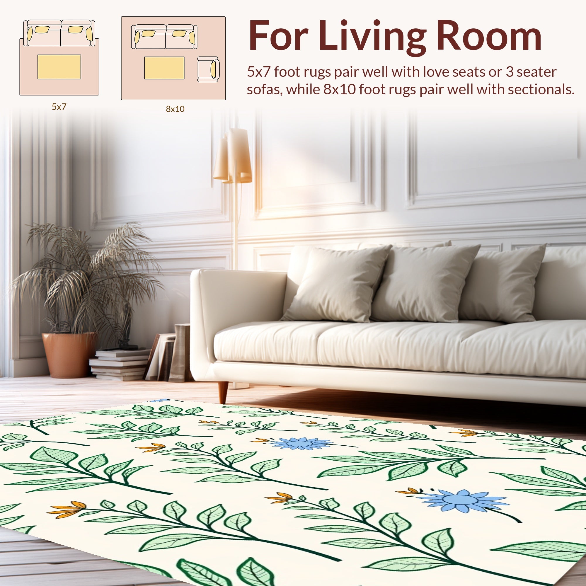Botanical Foliare Floral Pattern Design Rug