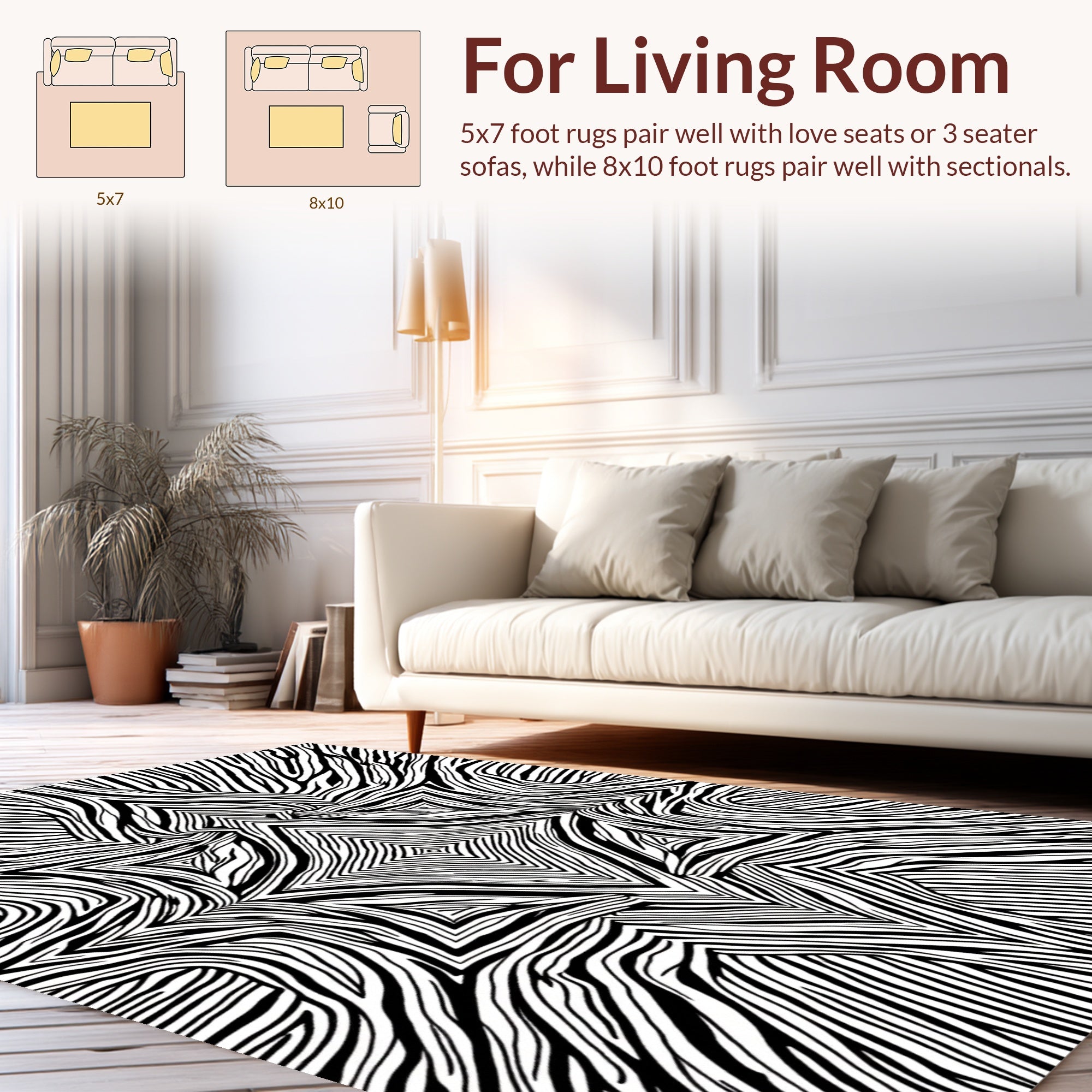 Abstract Black White Stripe Pattern Rug