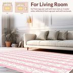 Pink Geometric Art Deco Inspired Pattern Rug