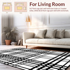 Bold Black White Grid Pattern Rug