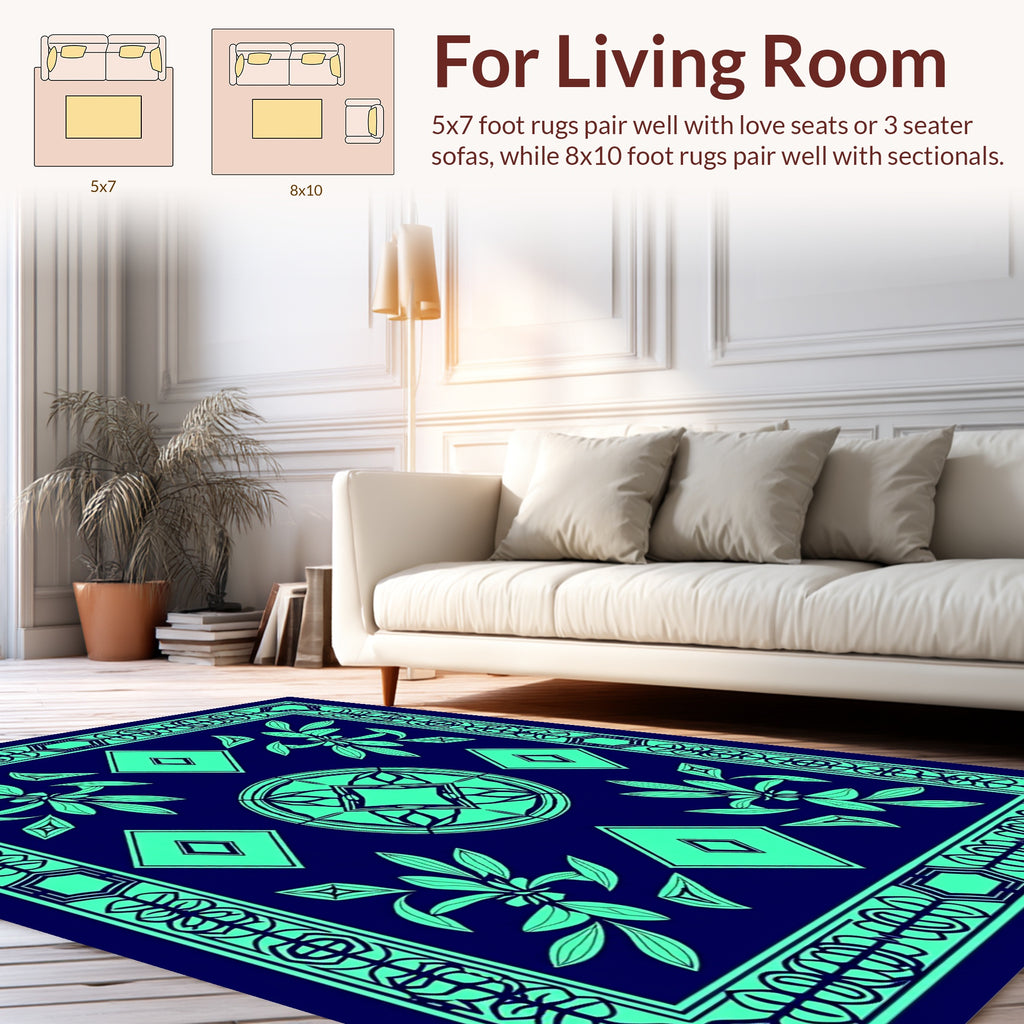 Abstract Geometric Leaf Pattern Design Rug
