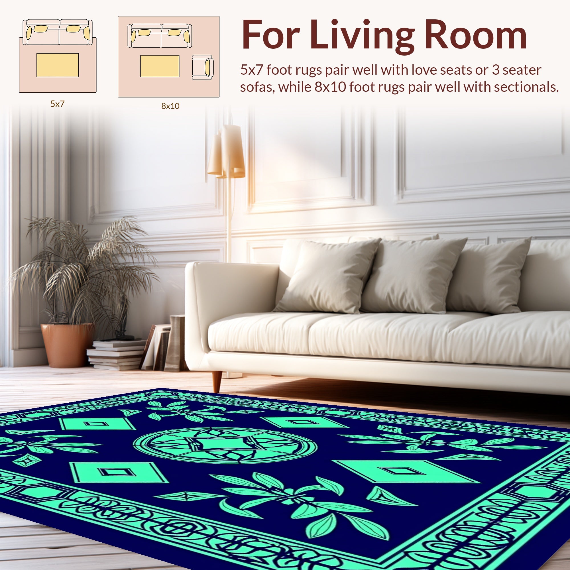 Abstract Geometric Leaf Pattern Design Rug