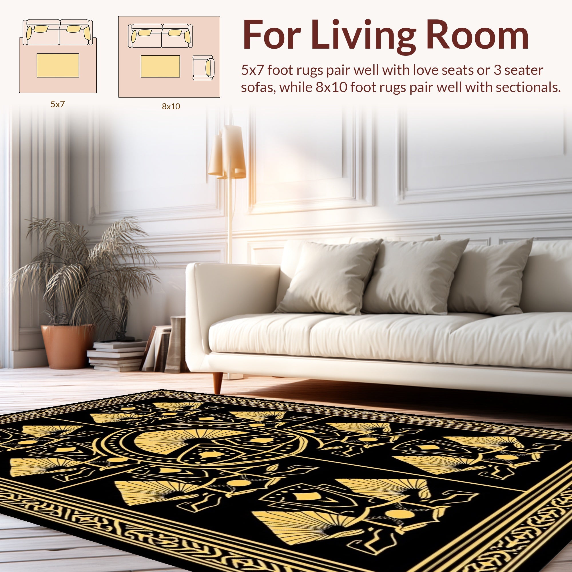 Art Deco Geometric Fan Silhouette Rug