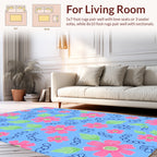 Pink Floral Leaf Pattern Rug