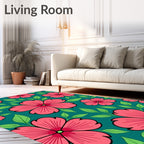 Bold Orchid Pink Floral Tropical Pattern Rug