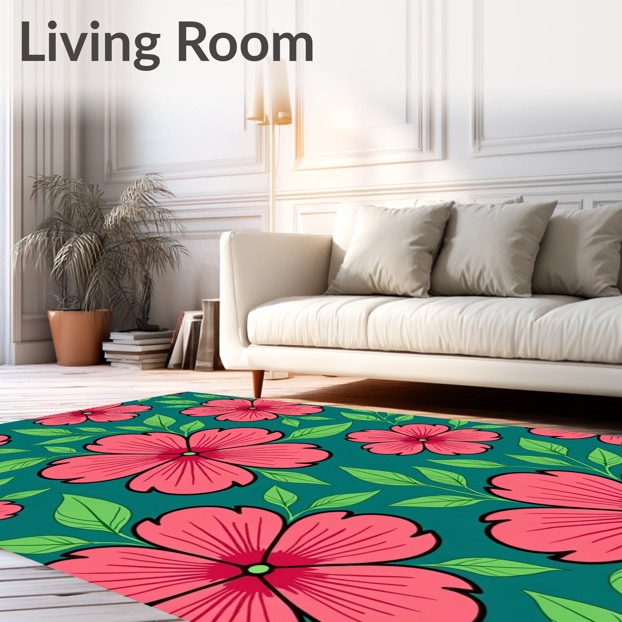 Bold Orchid Pink Floral Tropical Pattern Rug