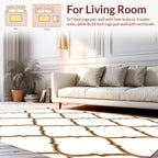 Elegant Lattice Patterned Beige Rug