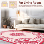 Ornate Red Floral Medallion Pattern Rug