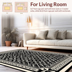 Intricate Black Cream Geometric Ornament Rug