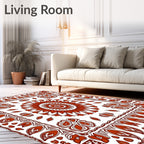Terracotta Medallion Bordered Mandala Rug