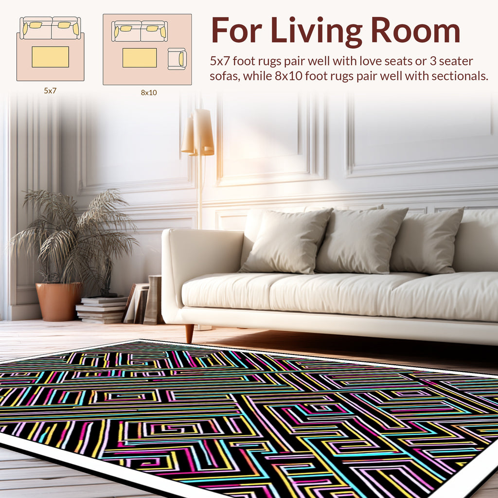 Bold Maze Geometric Design Rug