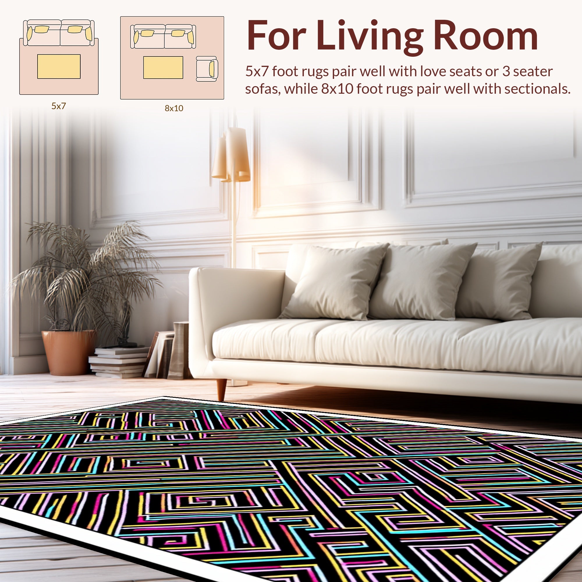 Bold Maze Geometric Design Rug