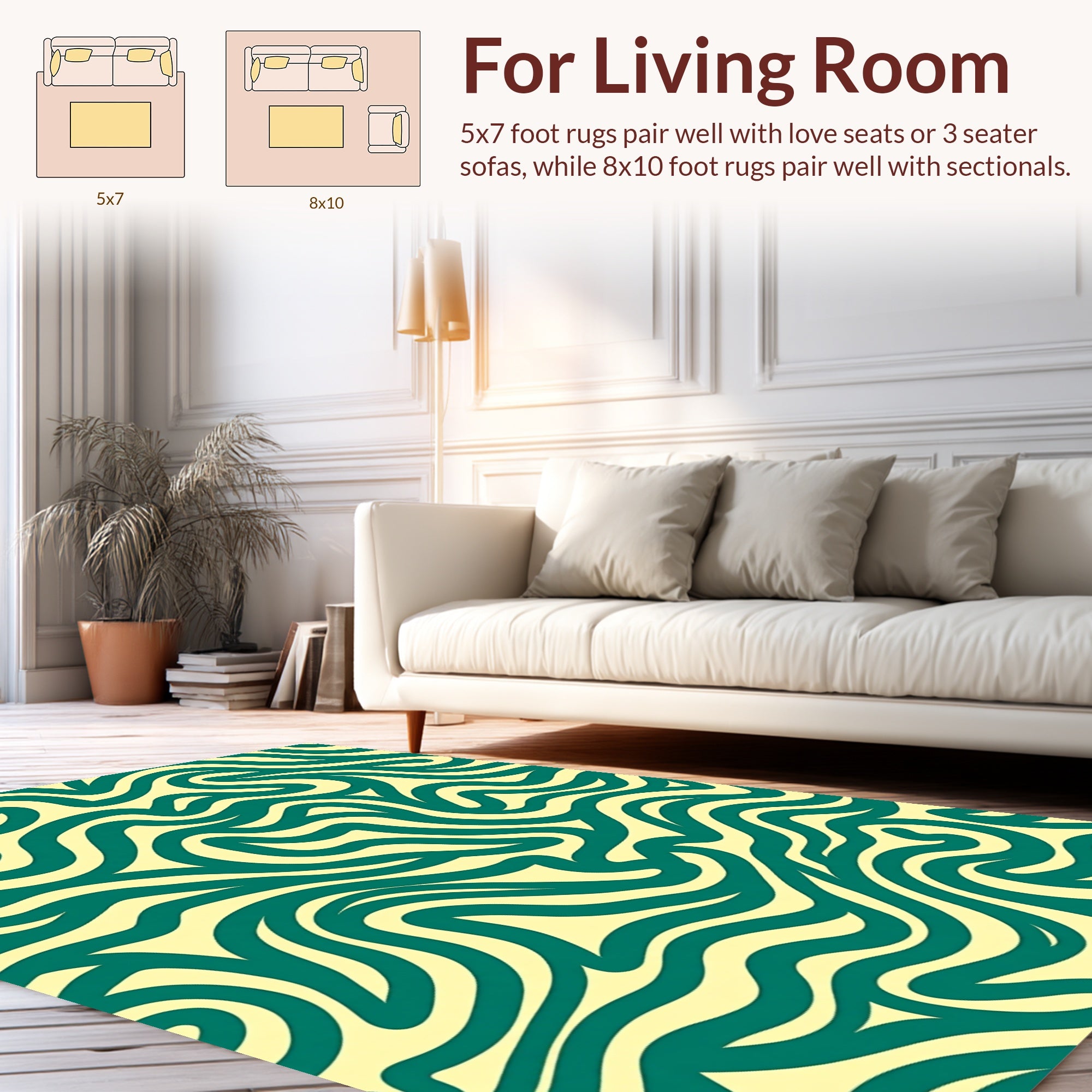 Abstract Swirls Yellow Green Pattern Rug