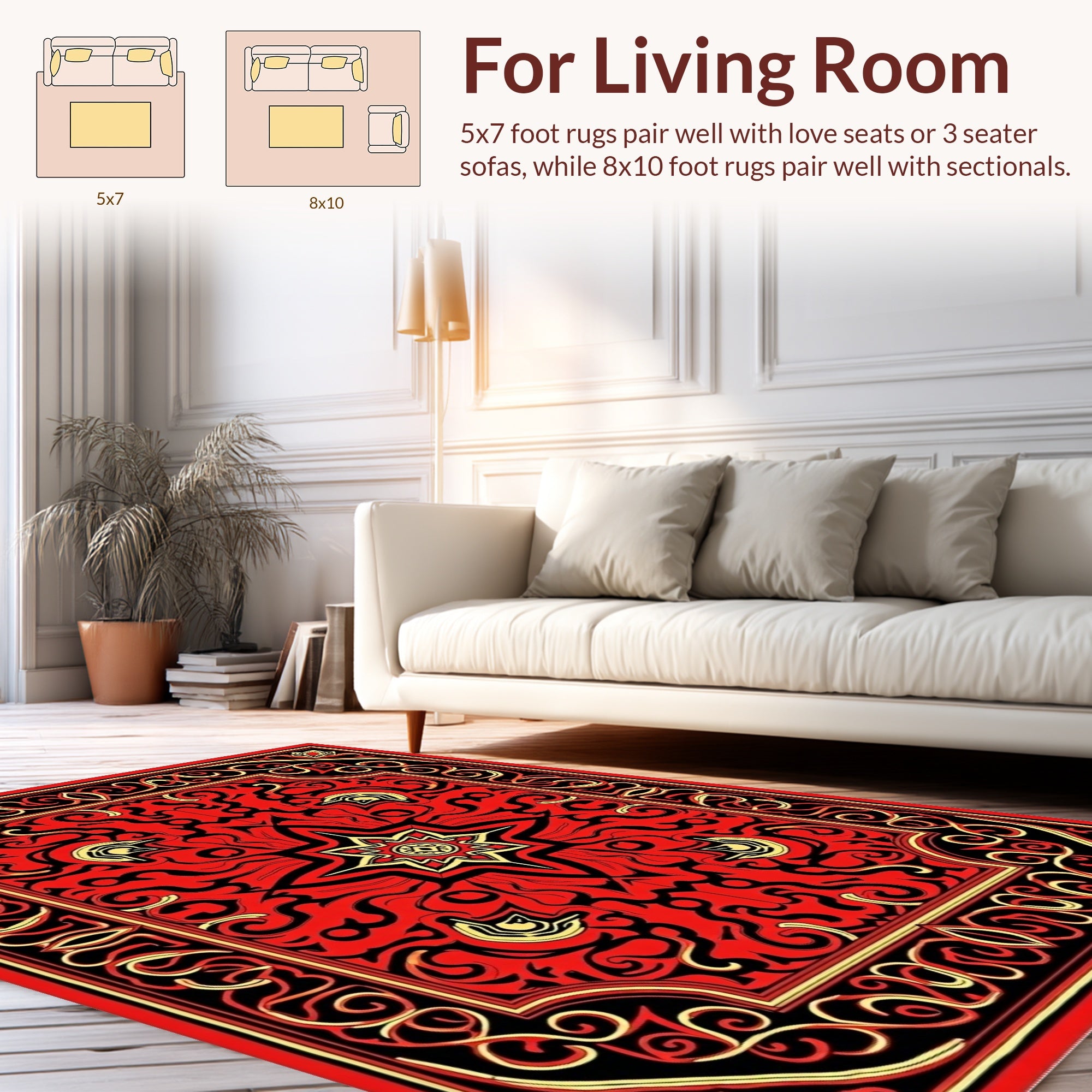 Bold Red Black Ornate Medallion Rug