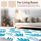 Oceanic Blue Leafy Pattern Rug