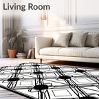 Black White Geometric Diamond Pattern Rug