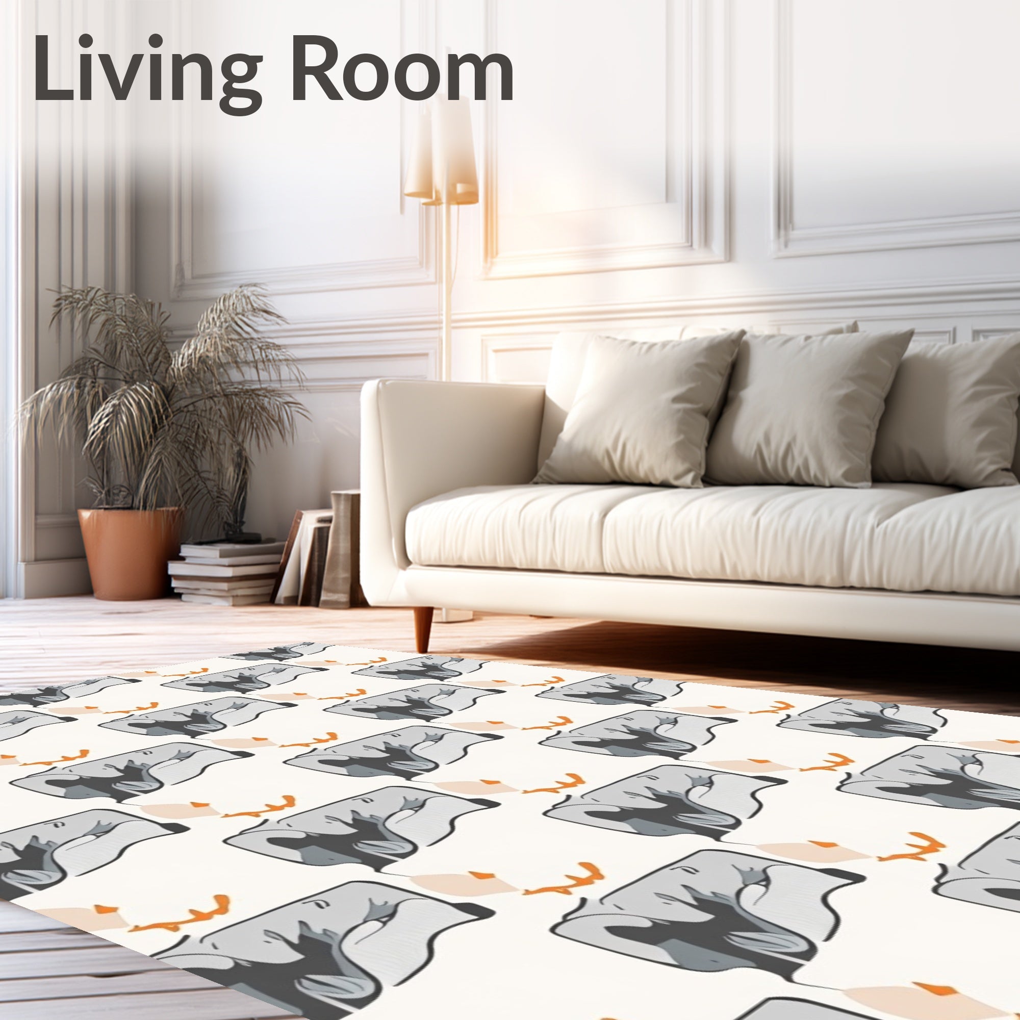 Abstract Grey Orange Modern Pattern Rug