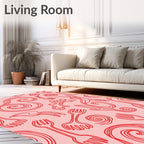 Whimsical Red Utensil Swirl Rug