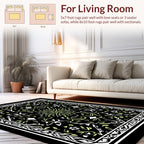 Ornate Black Floral Medallion Rug