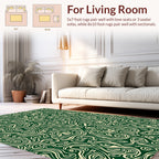 Intricate Swirling Emerald and Cream Pattern Rug