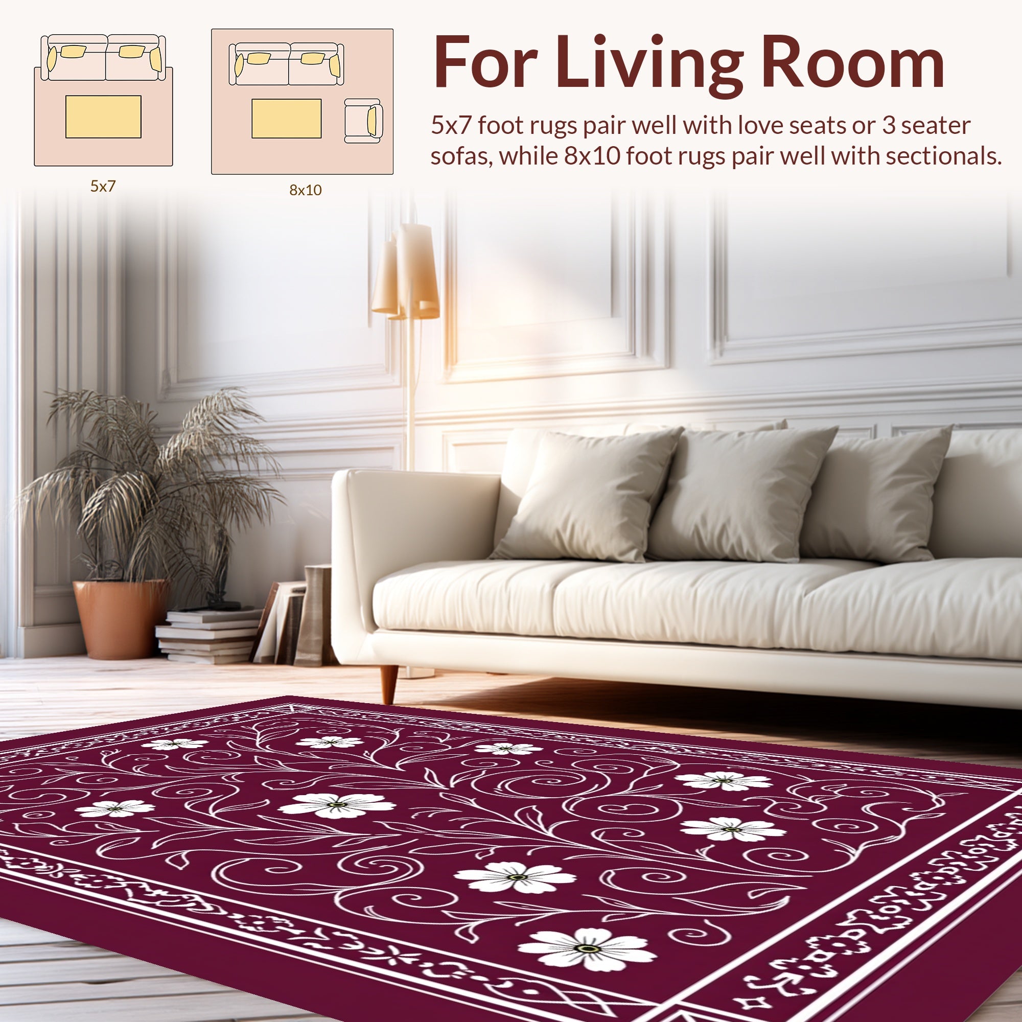 Victorian Floral Swirl Decorative Panel Rug