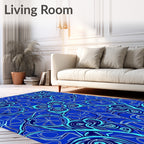 Deep Blue Swirling Abstract Mandala Rug