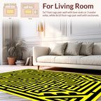 Bold Black Geometric Maze Pattern Rug