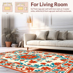 Vibrant Floral Medallion Border Pattern Rug