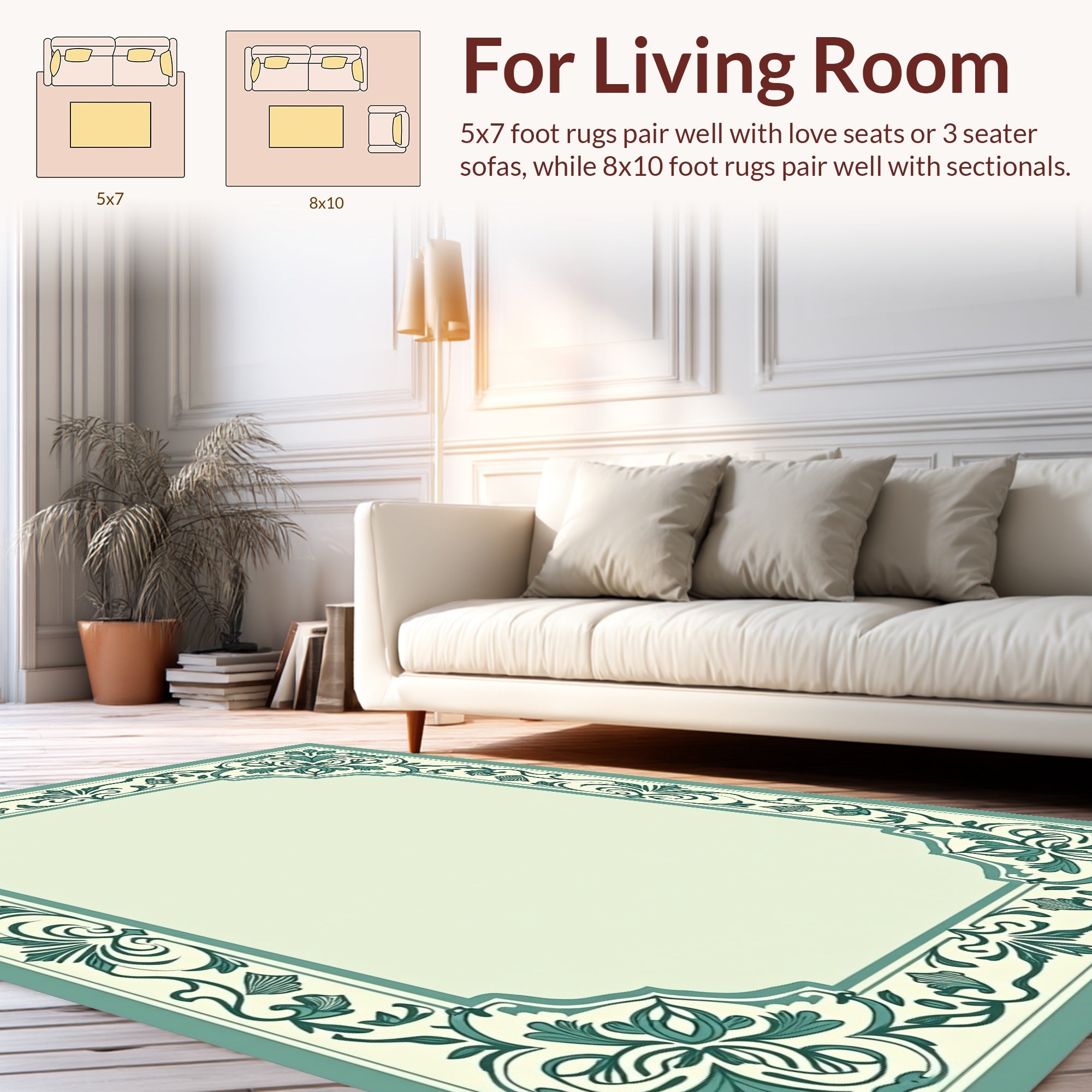 Elaborate Floral Border Design Rug