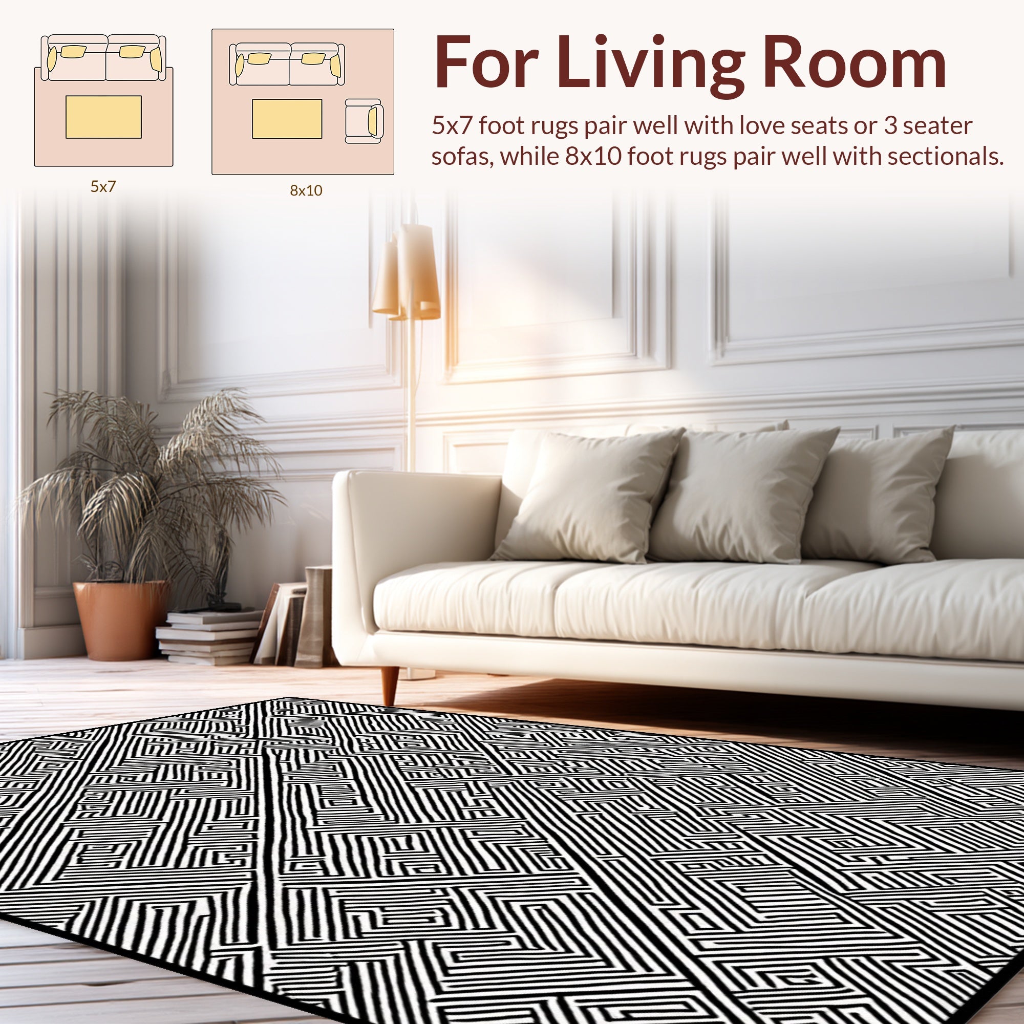 Abstract Geometric Maze Pattern Rug