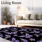 Purple Butterfly Floral Collage Rug