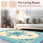 Light Blue Floral Medallion Patterned Rug